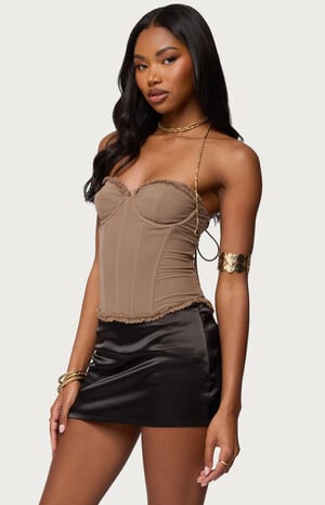 Deirdre Mesh Lace Up Corset image number 2