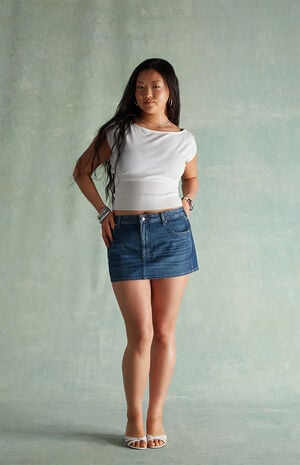 Piper Dark Indigo Denim Micro Mini Skirt image number 5