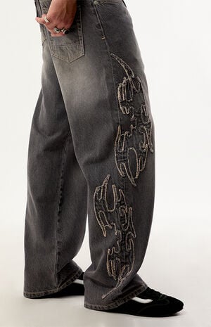 Dylan Baggy Jeans Cyber Applique Gray image number 4
