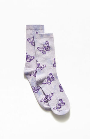 Tie Dye Butterfly Crew Socks image number 4