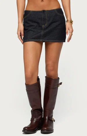 Leire No Waistband Denim Mini Skort image number 1