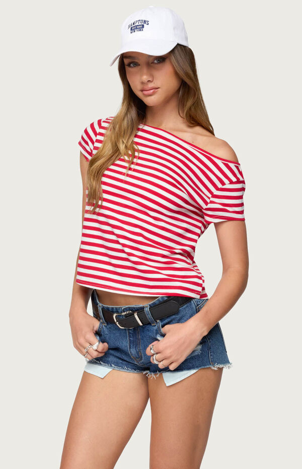 Edikted Aretha Striped Off Shoulder Top