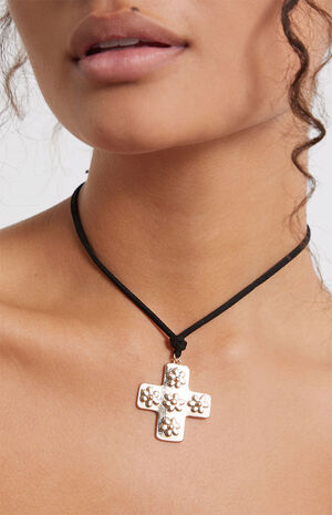 x PacSun Cord Cross Choker Necklace image number 2