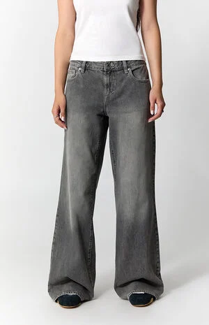 Casey Low Rise Baggy Jeans Button Flap Pocket Gray image number 2