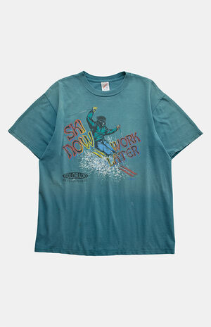 '90s Ski Now Work Later Graphic T-Shirt image number 1