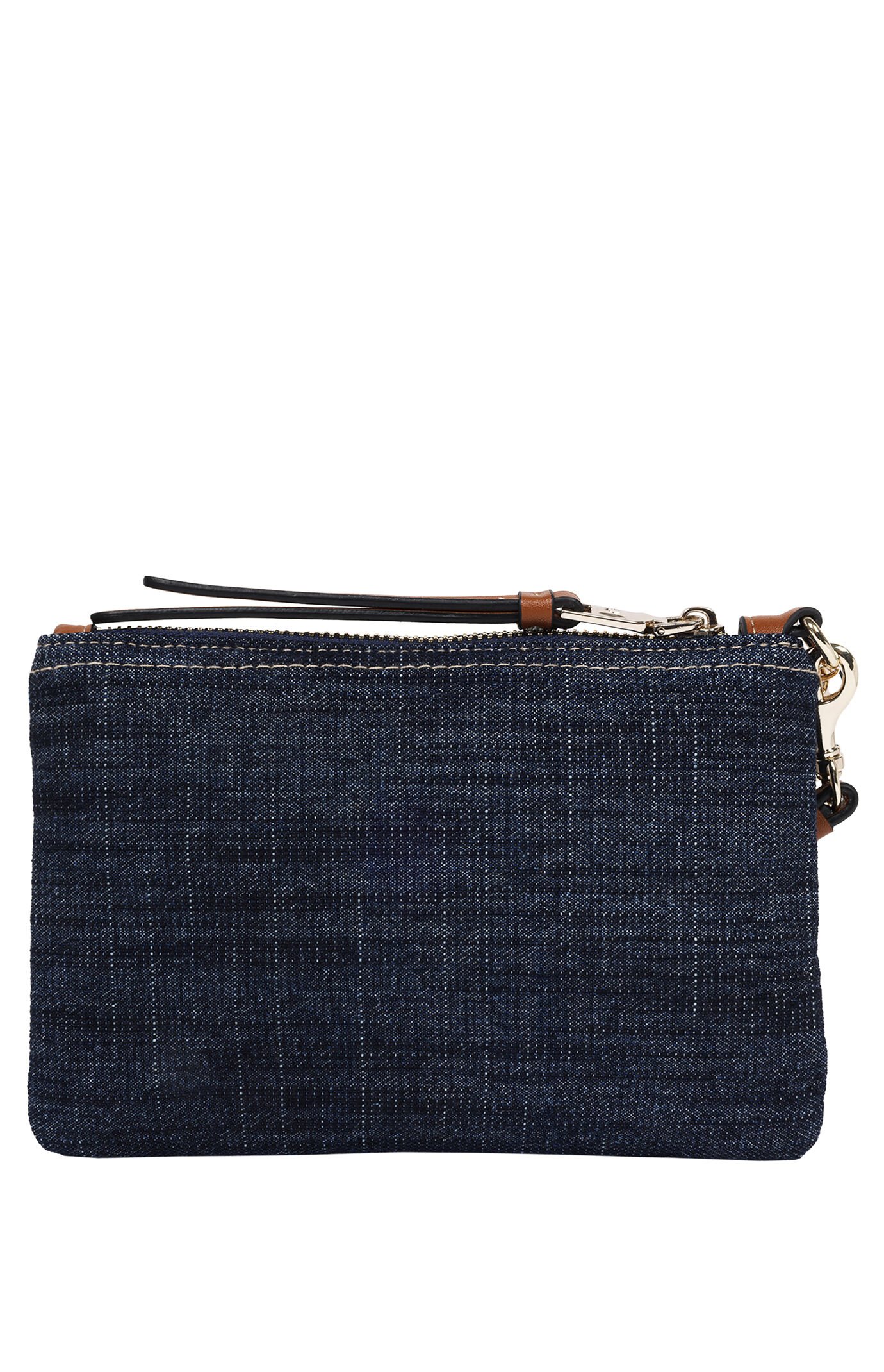 True Religion Frayed Panel Denim Pouch Wristlet