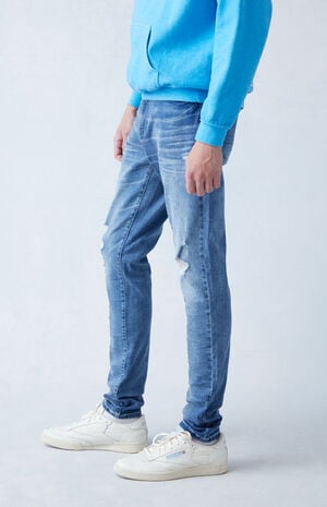 High Stretch Indigo Stacked Skinny Ripped Jeans image number 3