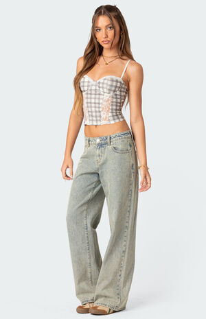 Plaid Printed Cupped Corset image number 3