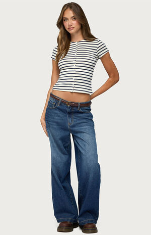Bonita Striped Button Up Top image number 4