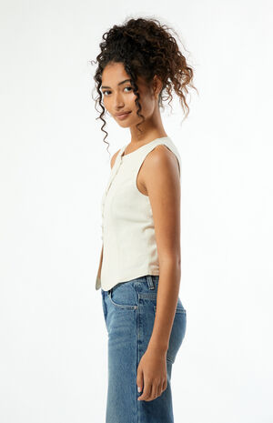 Button Up Linen Vest image number 3