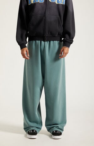 Green Washed Fleece Extreme Baggy Sweatpants image number 2