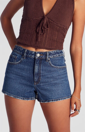 Dark Indigo Denim Mom Shorts image number 5