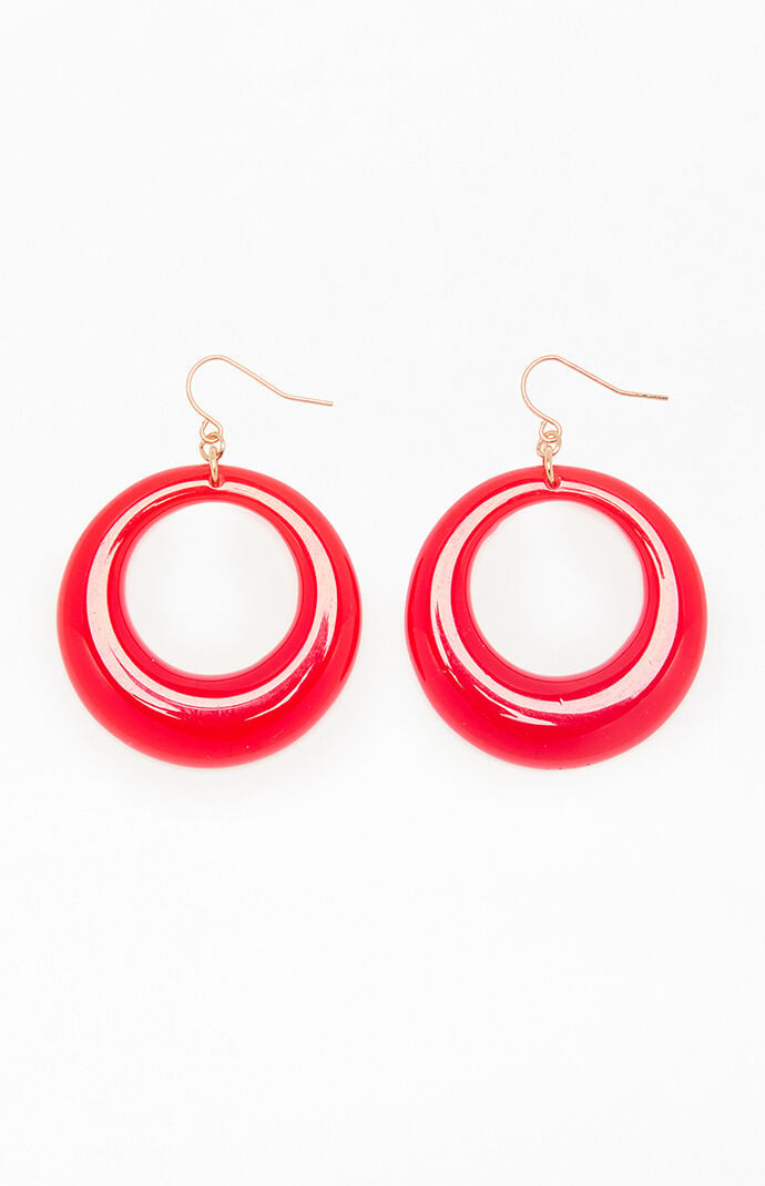 John Galt Red Round Earrings