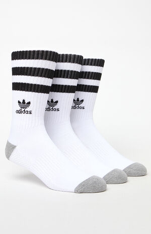 adidas Roller 3 Pack White & Black Crew Socks | PacSun