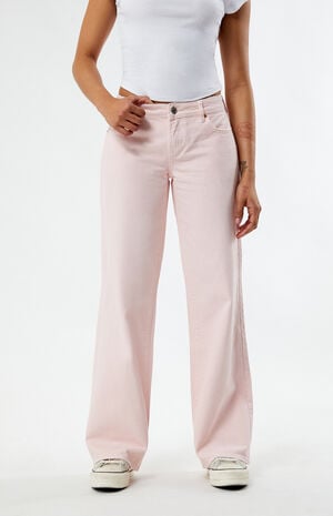 Eco Light Pink Low Rise Wide Leg Jeans