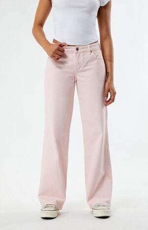 Eco Light Pink Low Rise Wide Leg Jeans image number 1