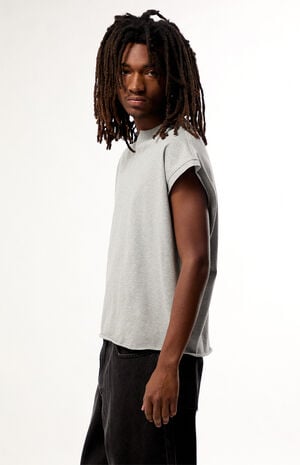 Heather Grey Solid Muscle Tank image number 2
