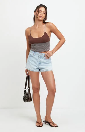 Ivy High Waisted Festival Jean Shorts Light Blue image number 1