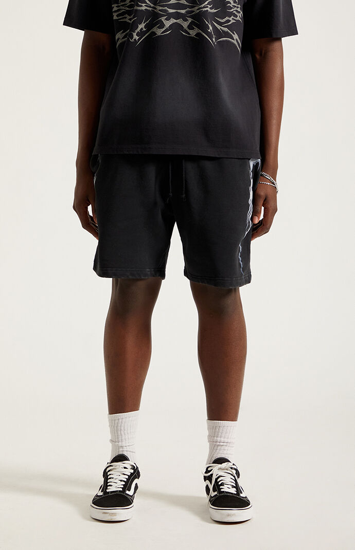 Pacsun Black Graphic Fleece Volley Sweat Shorts | Pacsun