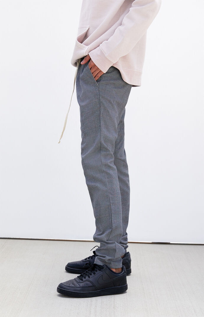 Gray Plaid Menswear Slim Fit Pants