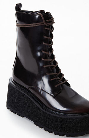 Women's Brown Slater Platform Combat Boots image number 6