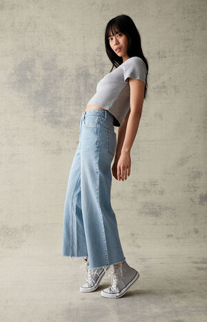 PacSun Eco Light Blue Cropped Wide Leg Jeans | PacSun
