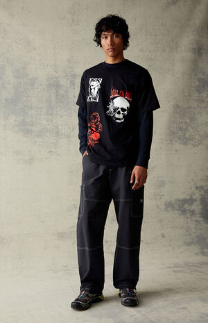 Black Technical Baggy Cargo Pants image number 1