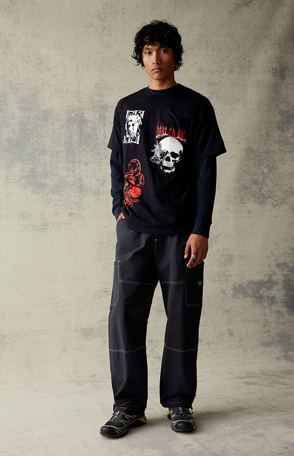 PacSun Black Technical Baggy Cargo Pants PacSun