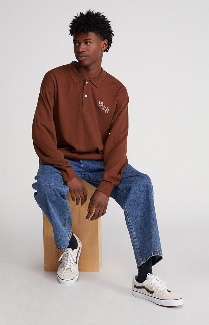 PacSun Brown Long Sleeve Embroidered 