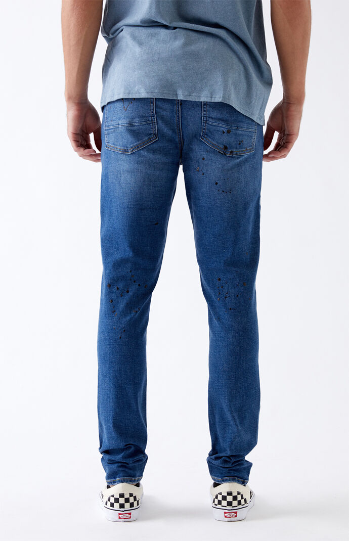 Medium Paint Splatter Stacked Skinny Jeans
