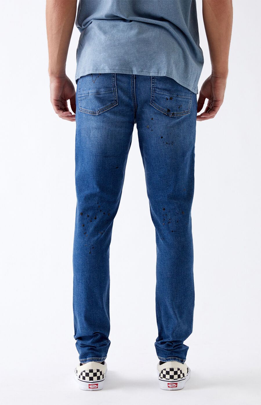 PacSun Medium Paint Splatter Stacked Skinny Jeans | PacSun