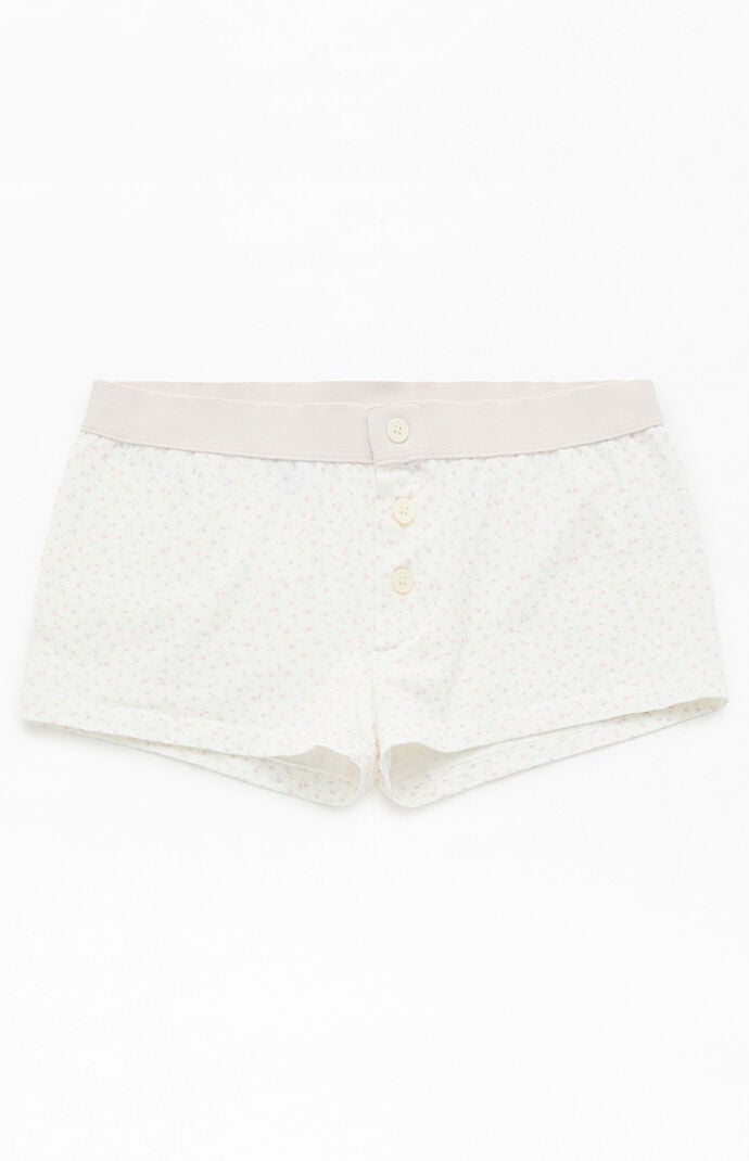 John Galt White & Pink Floral Boyshorts
