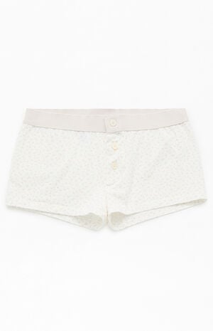 White & Pink Floral Boyshorts image number 1
