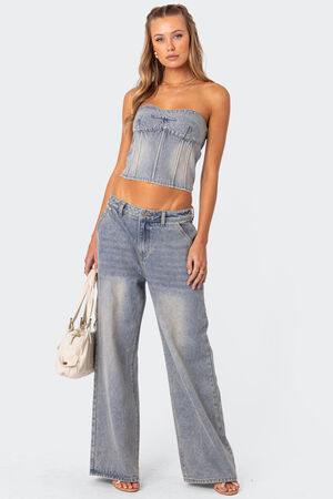 Myla Washed Low Rise Wide Leg Jeans image number 5