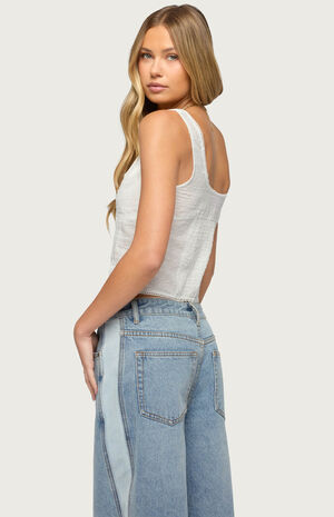 Embroidered Cotton Button Up Top image number 3