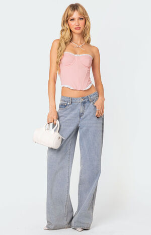 Tempting Textured Ruffle Hem Corset image number 2