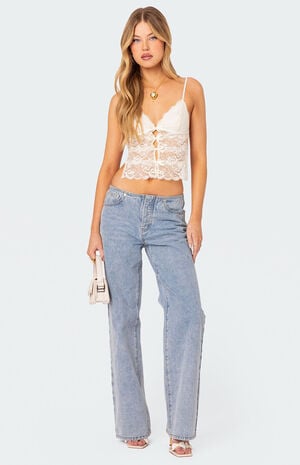 Cara Sheer Lace Open Back Tank Top image number 2