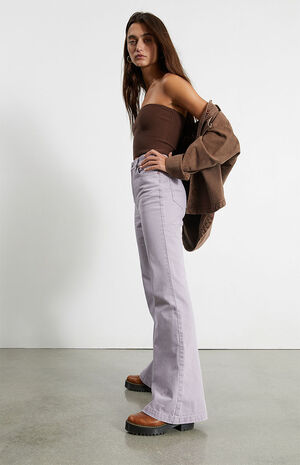 Eco Purple High Waisted Flare Jeans image number 3