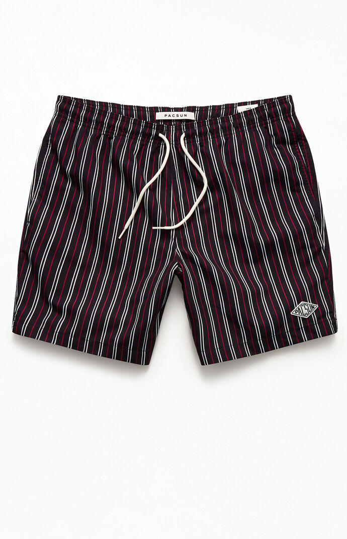 Navy Pinstripe 17" Swim Trunks