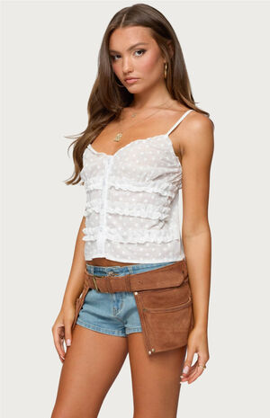 Chrissa Embroidered Cotton Ruffle Top image number 2