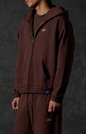 Brown Heavyweight Standard Zip Hoodie image number 4