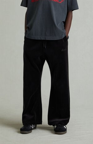 Kids Vintage Black Velour Flare Sweatpants image number 3