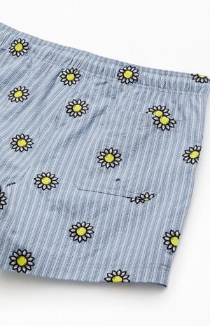 Daisy Striped Seersucker 5" Swim Trunks image number 4