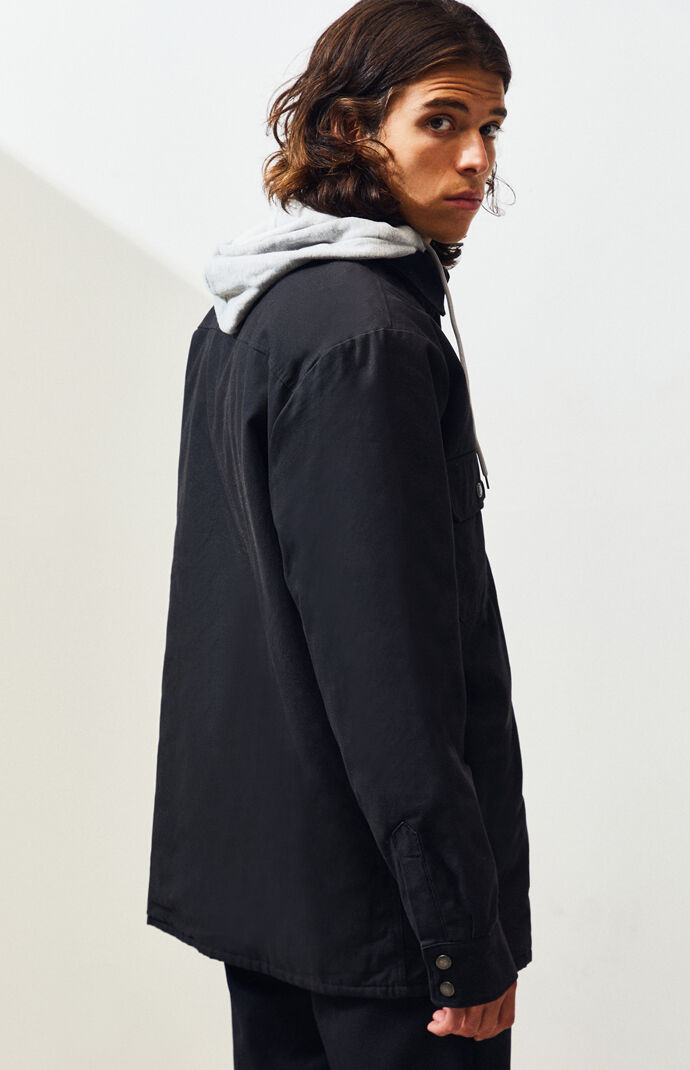 Relaxed Black Hooded Work Jacket