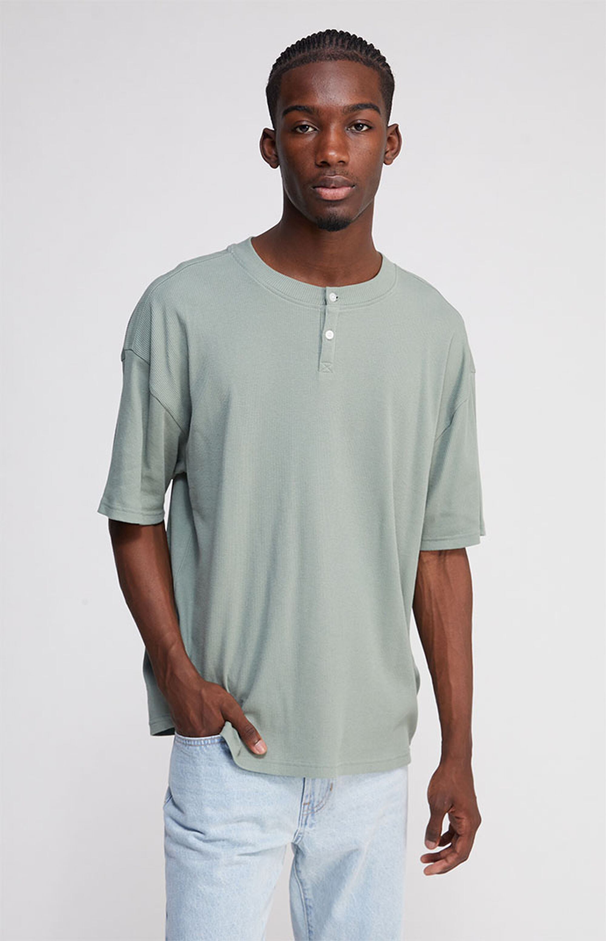 PacSun Green Boxy Henley T-Shirt | PacSun