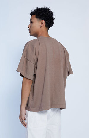 Brown Oversized Cropped T-Shirt image number 4