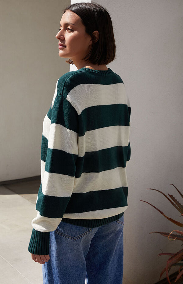 Green And Brianna Striped Sweater Green Melville Green And Brianna Striped  Sweater John Galt Green White