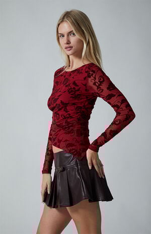 Faux Leather Pleated Skort image number 4