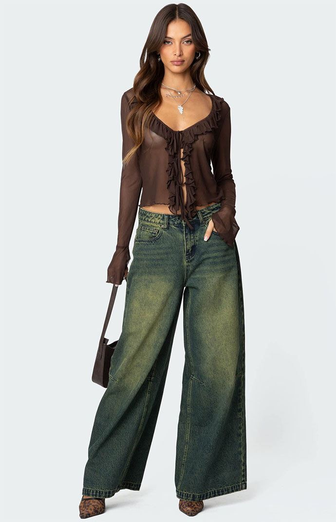 【新品タグ付】eaphi RUFFLE DETAILDENIM PANTS eaphi RUFFLE DETAIL DENIM PANTS