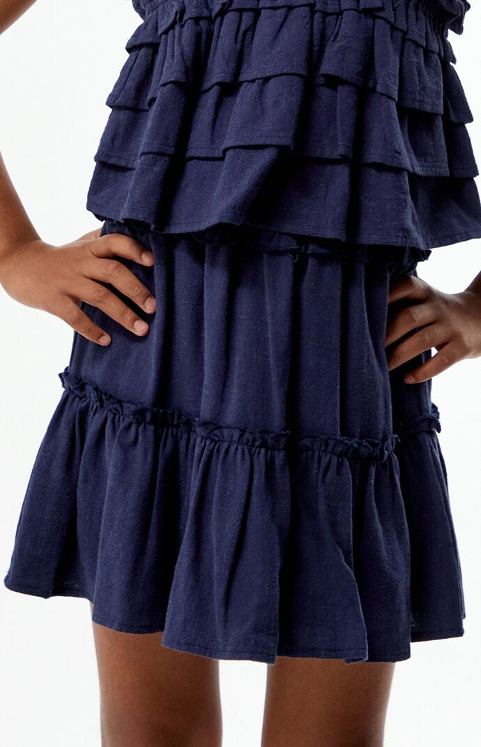 Pacsun Kids Navy Linen Ruffle Mini Skirt